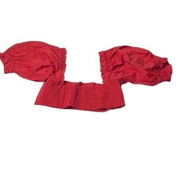 WeWoreWhat Solid Obe Ruby Coco Crop Top Blouse Large New - Picture 14 of 16